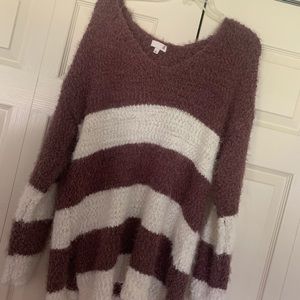 SO maroon and white striped sweater